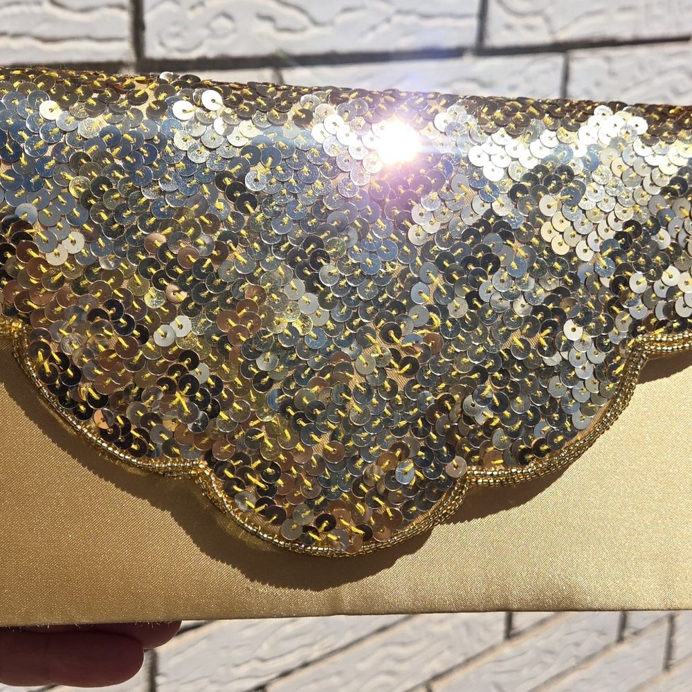 Gold Sequin Clutch Bag